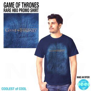 Rare HBO Game of Thrones shirt small series promo GoT Iron Throne logo Navy blue